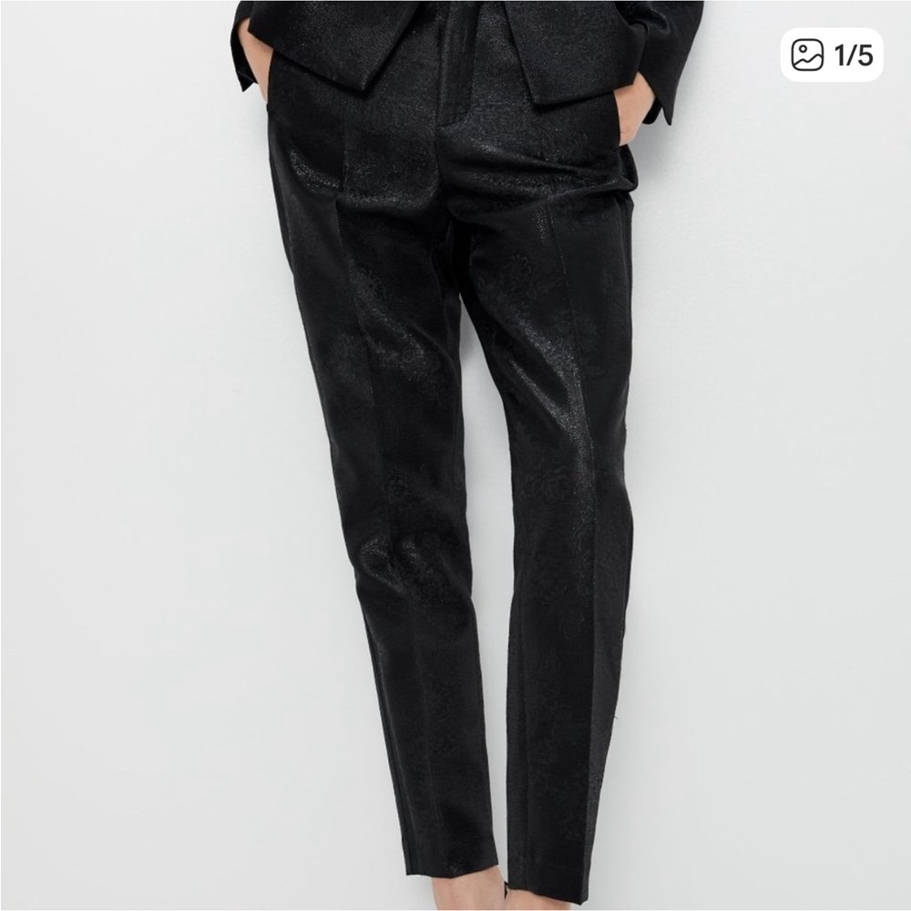 Zara Black Straight Leg Tailored Pants